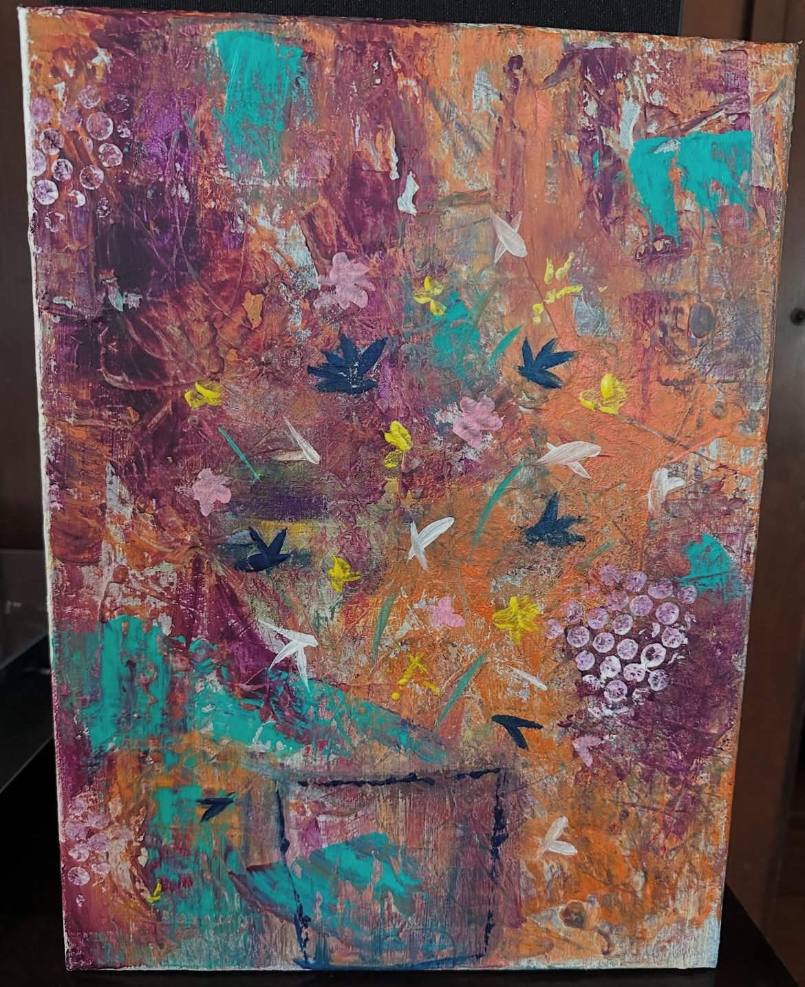 More Dancing Flowers, 12 x 16 acrylic on canvas