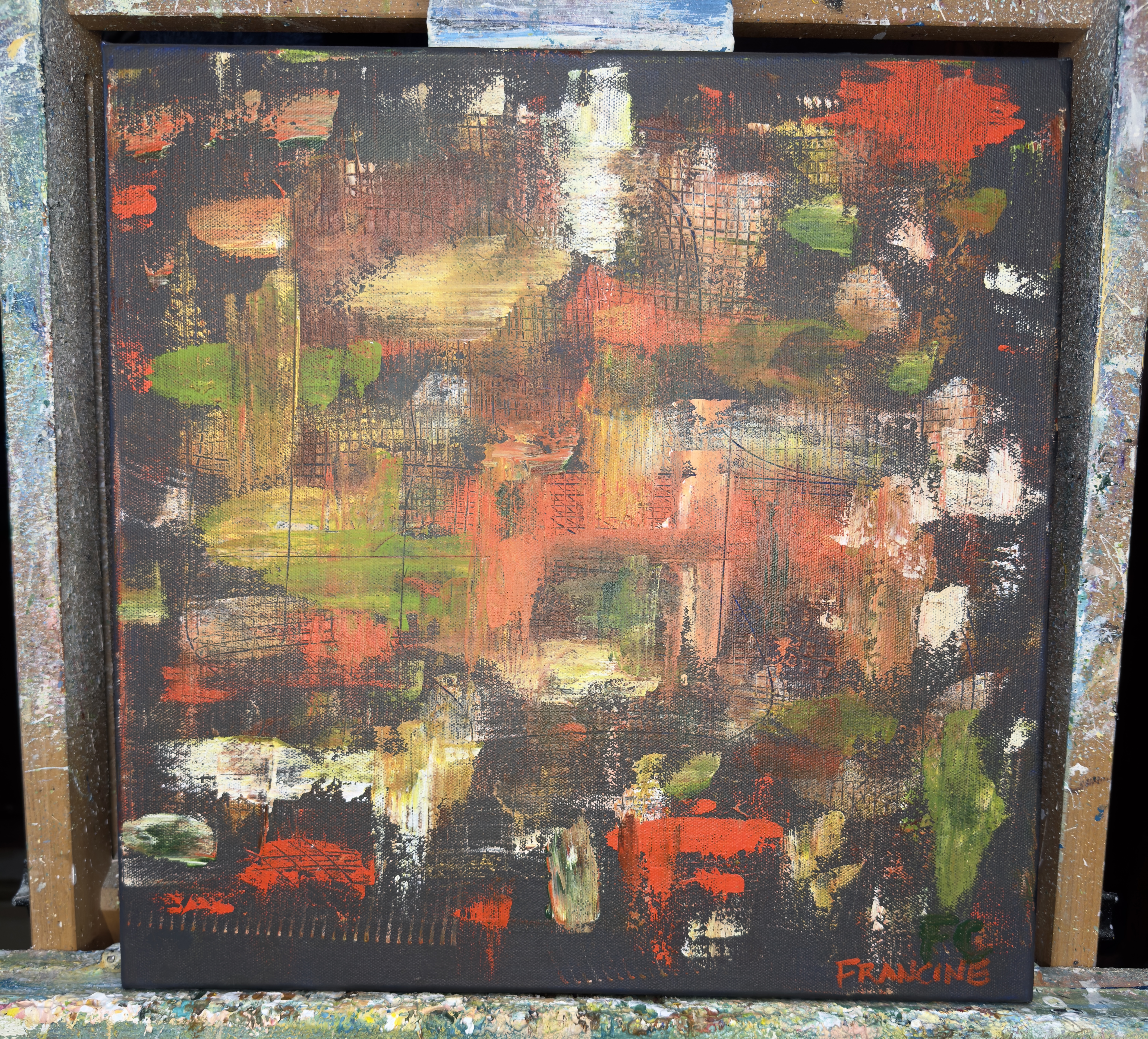 Nasturtiums, 14 x 14 acrylic on canvas